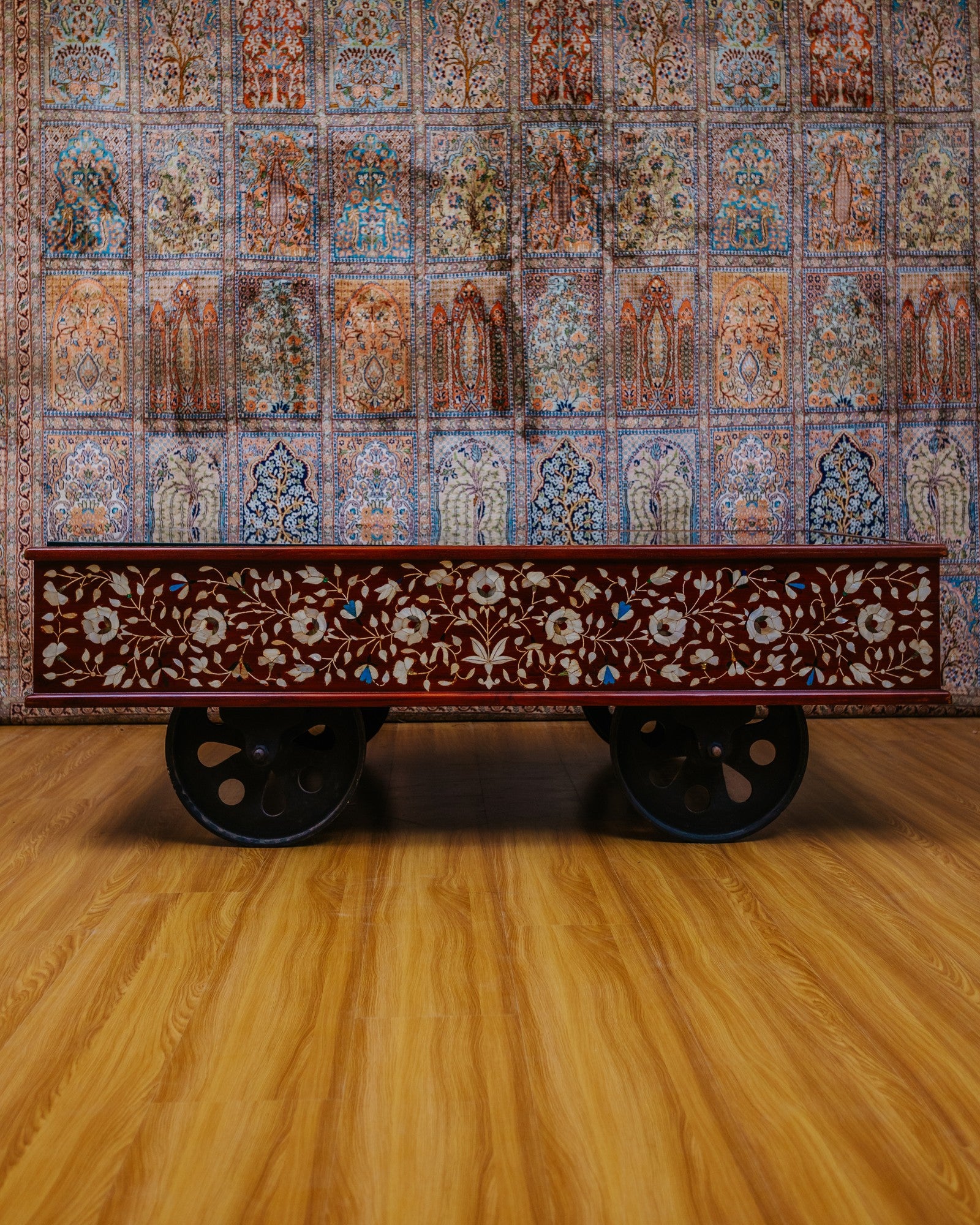 Mother of Pearl Inalyed old door coffee table