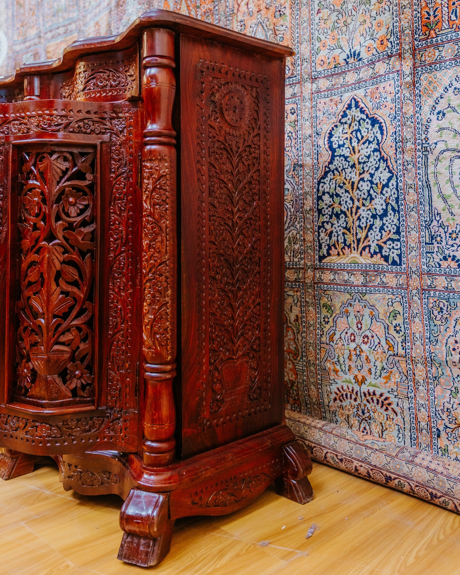 Carved wooden sideboard