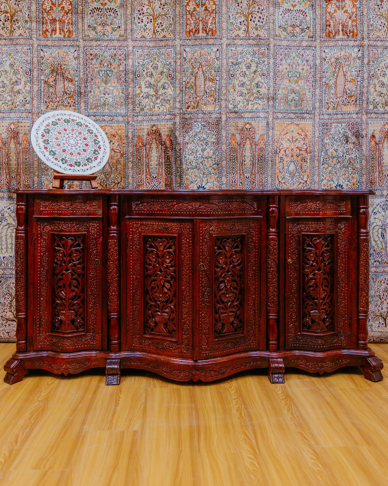 Carved wooden sideboard