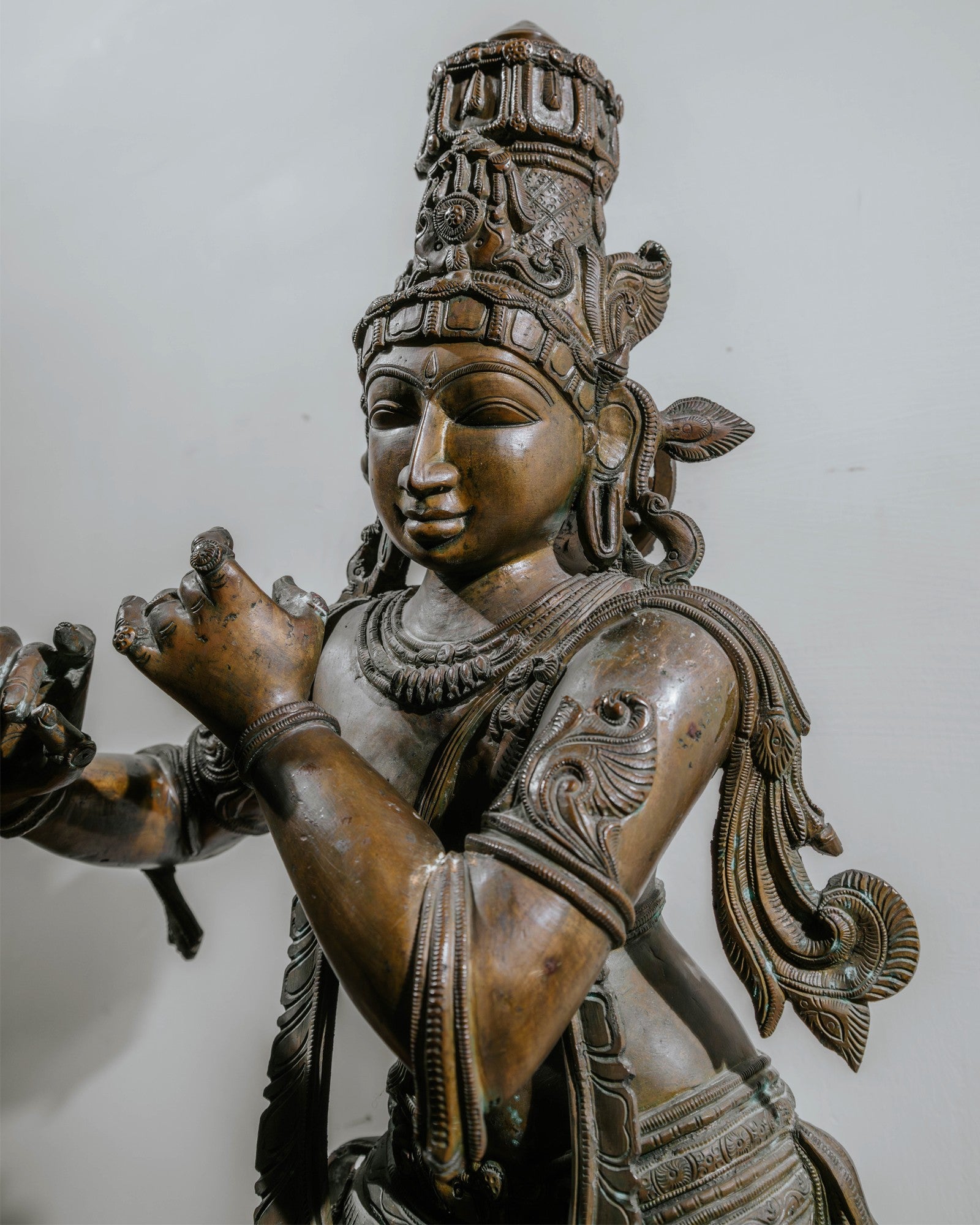 Old and rare brass Krishna