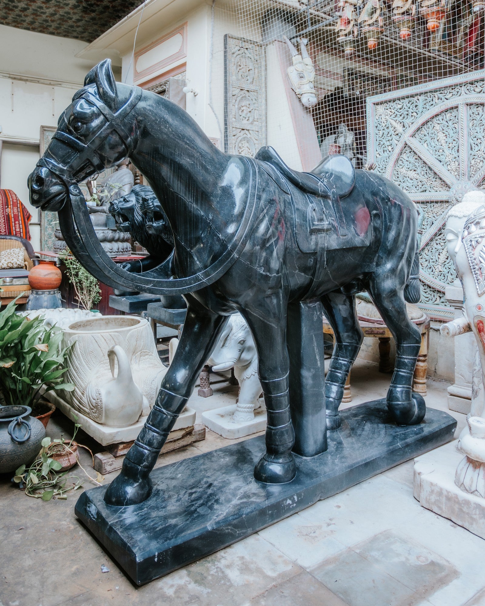 Black Marble Horse